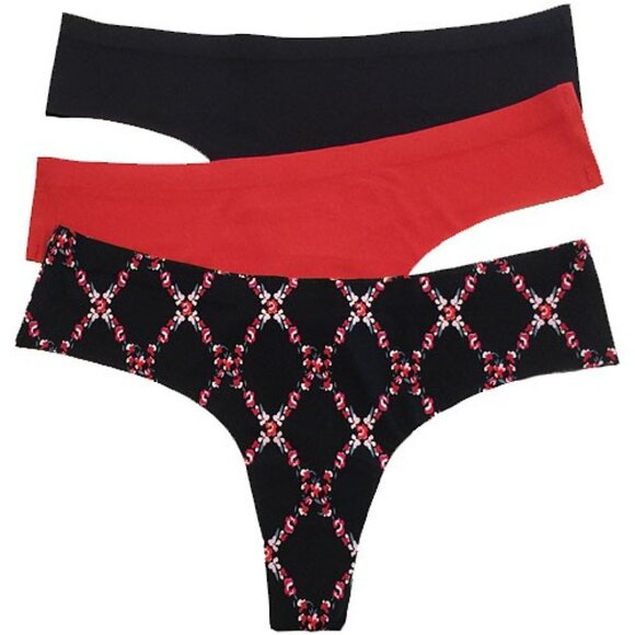 Love Libby XO Seamless Thongs – Laser Cut, No-Show, Extra Soft Pack of 3 - Picture 1 of 2